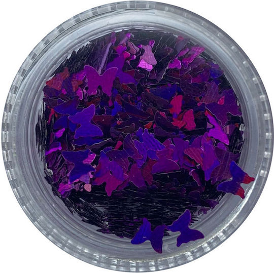 UpLac Butterflies Holo 16 Glitzersteine für Nägel in Lila Farbe