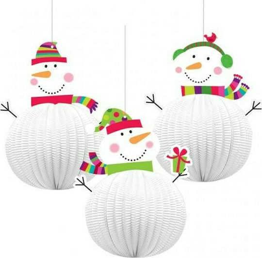 Amscan Weihnachtliche Figur SNowman Weiß 3Stück