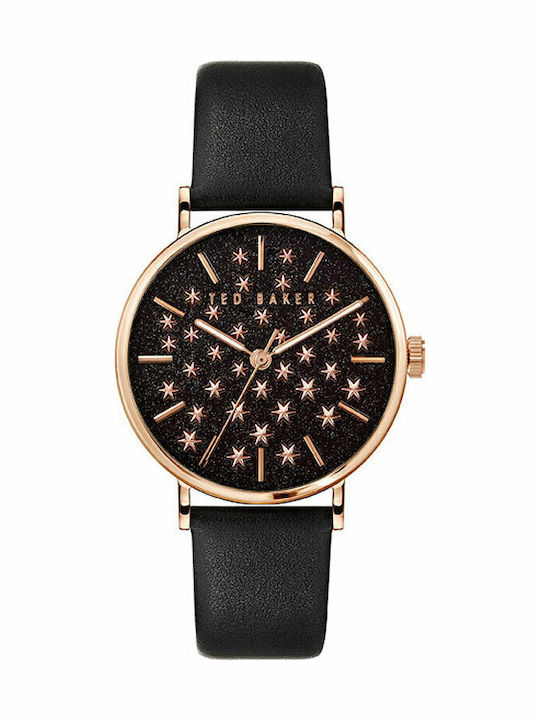 Ted Baker Phylipa Γυναικείο Ρολόι 37mm Μπαταρίας με Μαύρο Δερμάτινο Λουράκι
