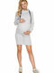 PeeKaBoo Hooded Winter Cotton Long Sleeve Maternity Mini Dress 1713 Gray