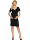 PeeKaBoo Summer Short Sleeve Maternity Midi Dress 0199 Black