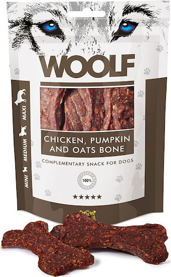 Woolf Woolf Pumpkin & Oats Bone Recompense Pentru Câini Fără Cereale și Gluten Cu Pui 100gr