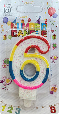 AGC Birthday Candle Number "6" Multicolored 10904023-6