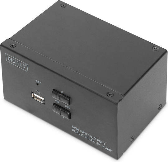 Digitus KVM Switch 2 Port Dual Display 4K HDMI