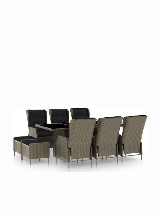 Set Sala De Mese Pentru Exterior 9 Piese Maro C...