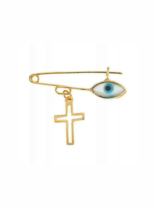 Senza Child Safety Pin made of Gold Plated Silver with Cross