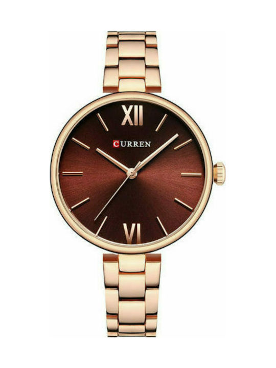 Curren Watch with Metal Bracelet Rose Gold - Brown