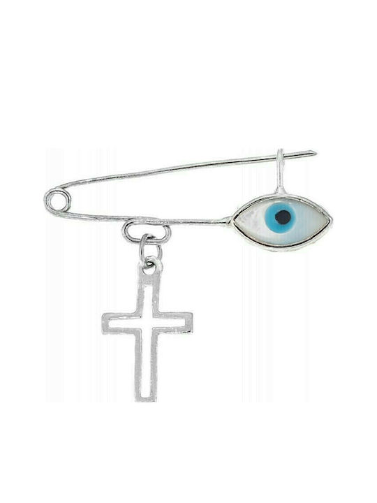 Senza Kinder Sicherheitsnadel aus Silber mit Kreuz