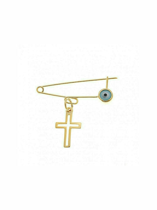 Senza Child Safety Pin made of Gold Plated Silver with Cross