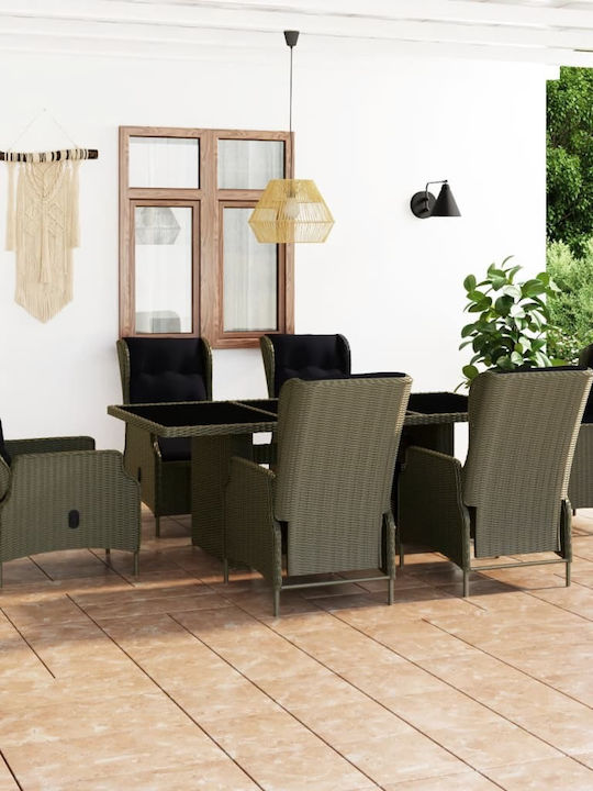 Set Sala De Mese Pentru Exterior 7 Piese Maro C...