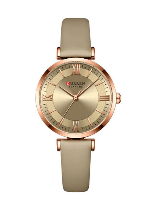 Curren Watch with Beige Leather Strap