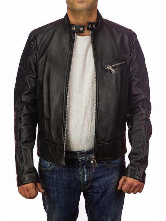 Δερμάτινο Μπουφάν Biker Μαύρο