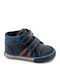 Leather Kids Boots with Velcro Navy Blue