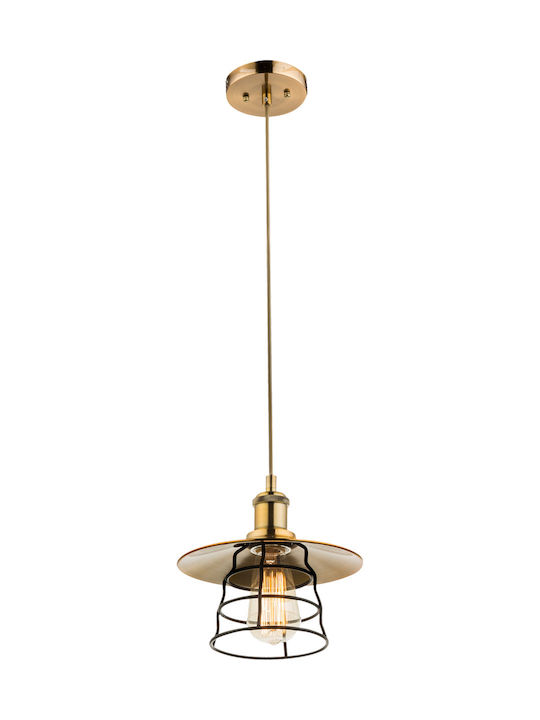 Globo Lighting Pendant Light Single-Light Grid for Socket E27 Gold