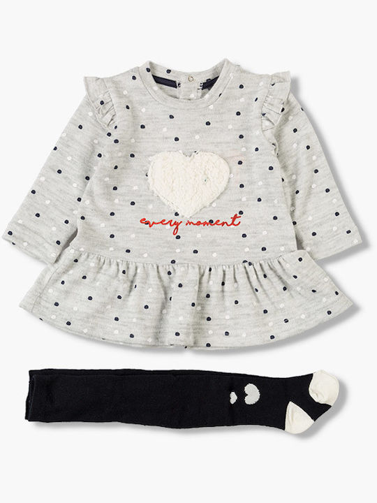 Losan Kids Dress Set with Tights Long Sleeve Gray