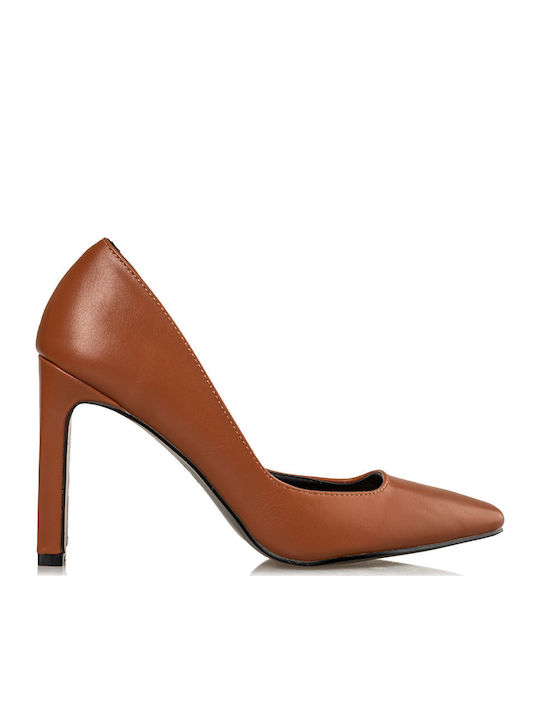 Envie Shoes Pointed Toe Heel with Chunky High Heel Tabac Brown