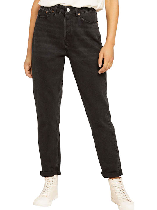 Hoch tailliert Damenjeans in Mom-Passform Schwarz