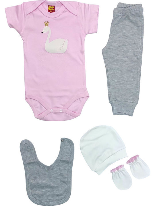 Trax Baby Bodysuit Underwear Set Short-Sleeved with Pants Pink