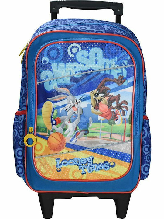 Sunce Looney Tunes School Bag Trolley Kindergarten Blue with Water Bottle Holder 16Liters
