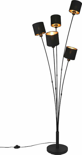 Trio Lighting Tommy Floor Lamp H163xW48cm. with Socket for Bulb E14 Black