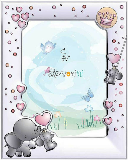Slevori Elefantenbaby Familien-Fotorahmen für Kinder Silber Rosa 10x15 cm