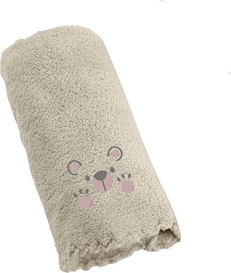 Guy Laroche Blanket Cot Baby Bear Fleece Beige 100x140cm
