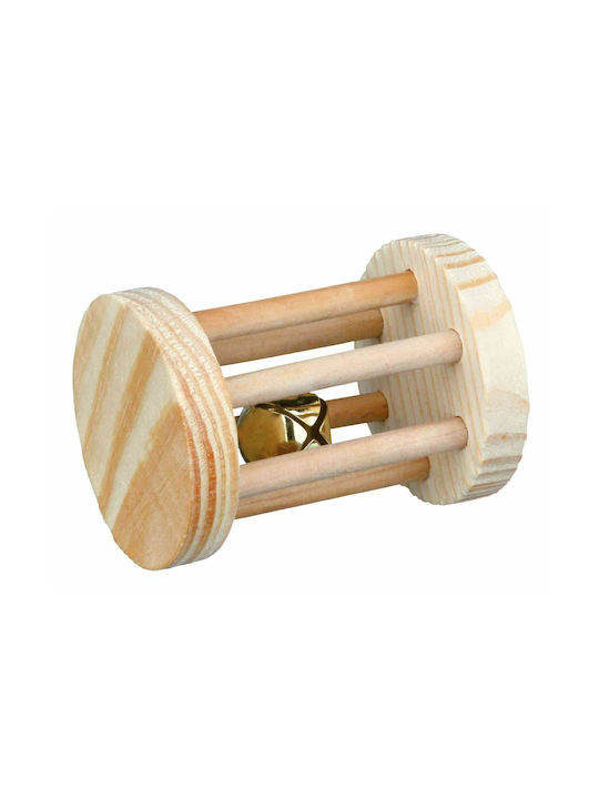 Trixie Rodent Toy Wooden Cylinder with Bell for Small Animals 5x7cm 6184