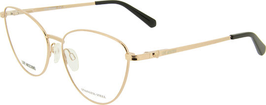 Moschino Metal Eyeglass Frame Cat Eye Rose Gold MOL587 DDB