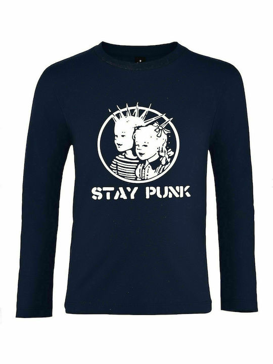 Kinder-Langarmhemd "Stay Punk", French Navy