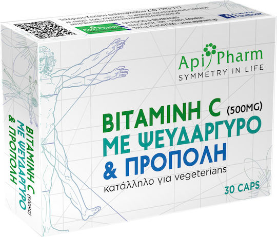 Apipharm Βιταμίνη C με Ψευδάργυρο & Πρόπολη Πολυβιταμίνη για Ενέργεια & Ενίσχυση του Ανοσοποιητικού 500mg 30 κάψουλες