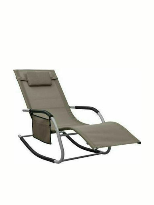 Metallic Single Lounge Chair with Textilene Fabric Taupe / Γκρι 2pcs 149x62x88cm