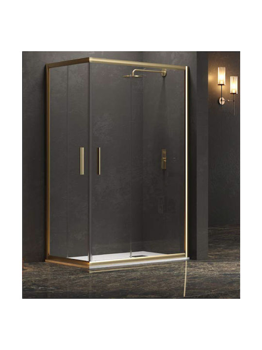 Karag Efe 100 Καμπίνα Ντουζιέρας με Συρόμενη Πόρτα 80x140x190cm Clear Glass Oro