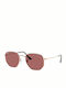 Ray Ban Hexagonal Unisex Γυαλιά Ηλίου με Ροζ Χρυσό Μεταλλικό Σκελετό και Μωβ Polarized Φακό