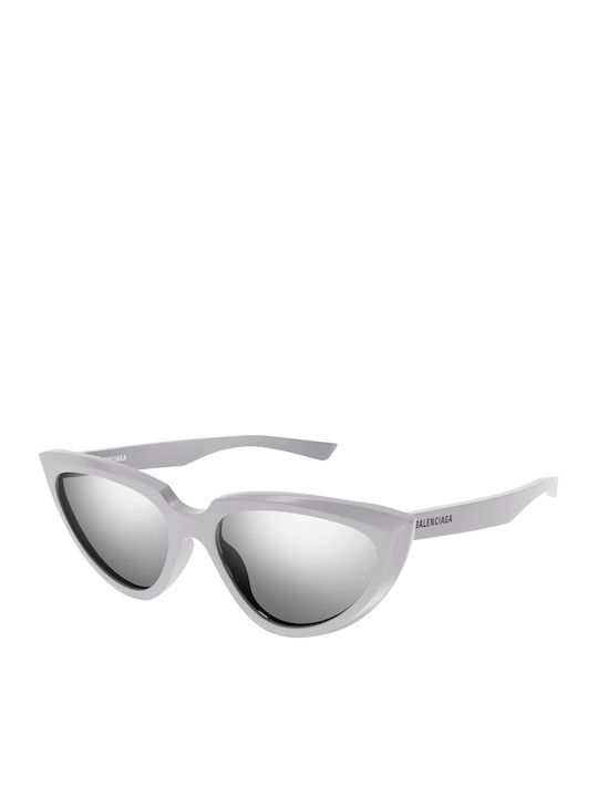 Balenciaga Women's Sunglasses with Gray Plastic Frame and Silver Mirror Lens BB0182S-004