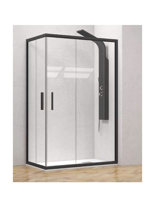Karag Efe 100 NR-10 Kabine für Dusche mit Schieben Tür 100x120x190cm Klarglas Nero