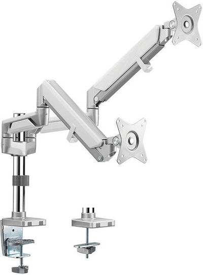 LogiLink Βάση Γραφείου για 2 Οθόνες έως 32" με Βραχίονα Ασημί (BP0089)