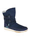 Cream K Kids Snow Boots with Zipper Navy Blue