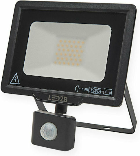 Metanor Waterproof LED Floodlight 30W Natural White 4000K with Motion Sensor IP44