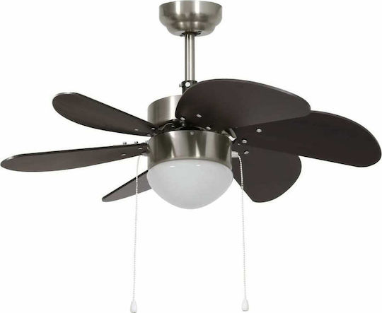 vidaXL Ventilator De Tavan 76cm Cu Lentile De Mărire Negru / Auriu