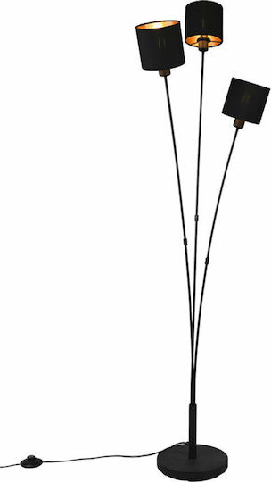 Trio Lighting Tommy Floor Lamp H150xW41cm. with Socket for Bulb E14 Black