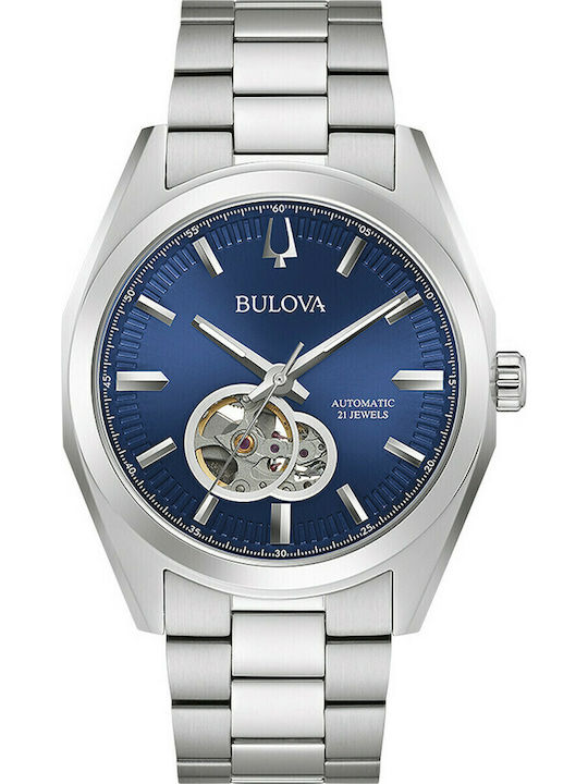 Bulova Surveyor Мъжки часовник 42мм Автоматичен със Сребърен Метална гривна
