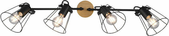Trio Lighting Jaipur Σποτ με 4 Φώτα και με Ντουί E27 σε Μαύρο Χρώμα
