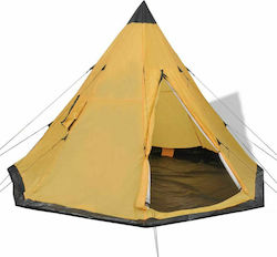 vidaXL Camping Tent Yellow for 4 People 365x365x250cm