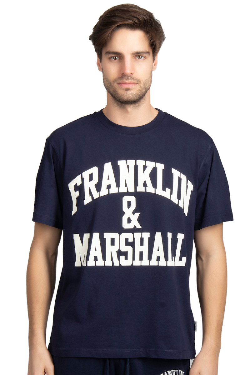 Franklin & Marshall Ανδρικό T-shirt Navy Μπλε με Λογότυπο JM3011.000.10 ...