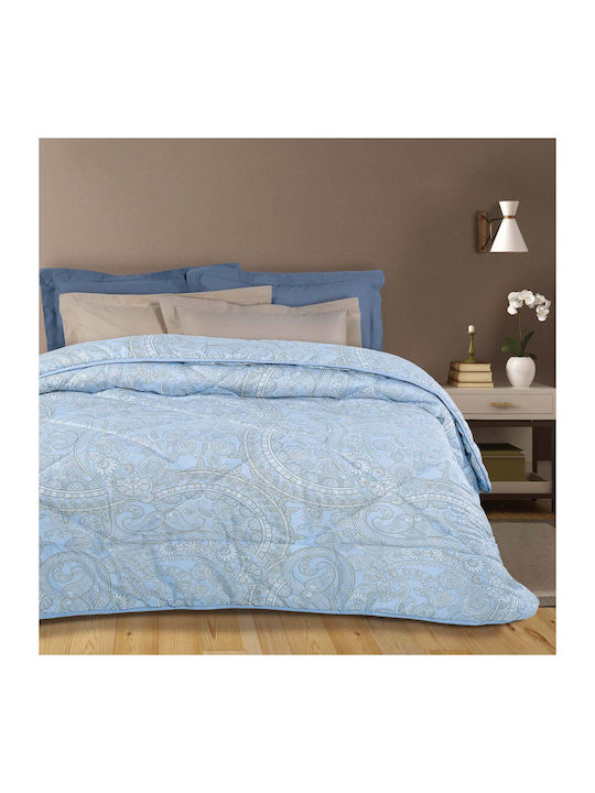 Das Home Πάπλωμα Υπέρδιπλο με Γέμιση Microfiber 220x240εκ. 4785 Σιέλ / Μπεζ