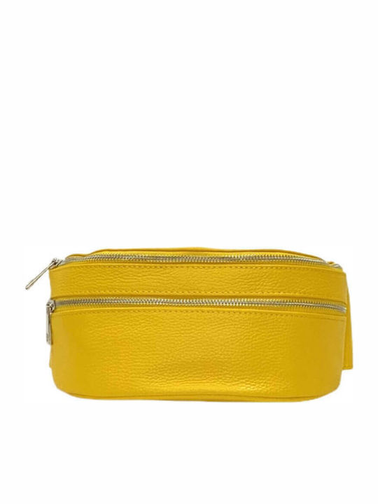 Women's Waist Bag made of Genuine High Quality Leather in Yellow