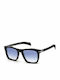 David Beckham Men's Sunglasses with Black Plastic Frame and Light Blue Gradient Lens