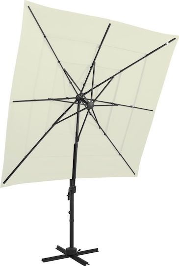 Professioneller Quadratischer Aluminium-Sonnenschirm Sand 2,5x2,5m