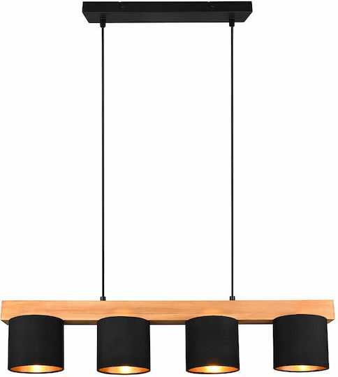 Trio Lighting Cameron Ρυθμιζόμενο Κρεμαστό Φωτιστικό Μαύρο Ράγα για 4 Λαμπτήρες E14 75x150εκ.