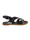 268 Leather Women's Flat Sandals in Black Color